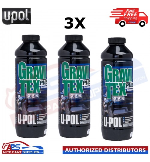 3 X U-POL GRAVITEX PLUS HS STONE CHIP COATING UPOL, PROTECTER 1L - BLACK