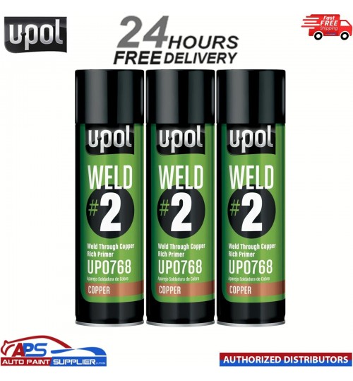 3X U-POL WELDC/AL WELD#2 Weld Through Primer COPPER Rich Aerosol - 450ML
