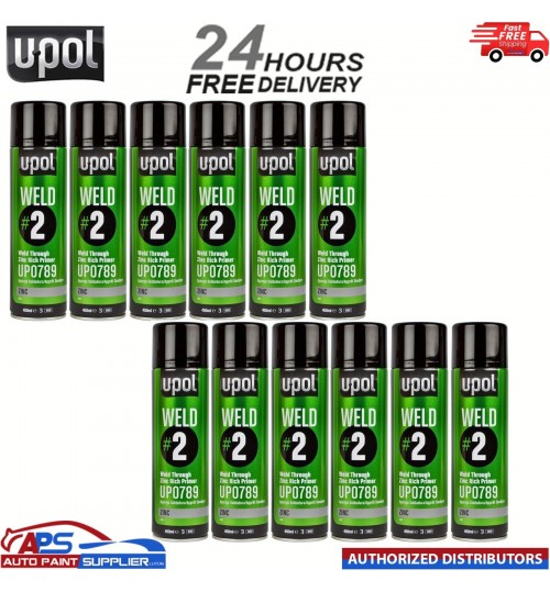 12 x UPOL WELD#2 Weld Through Zinc Rich Aerosol 450ml U-POL