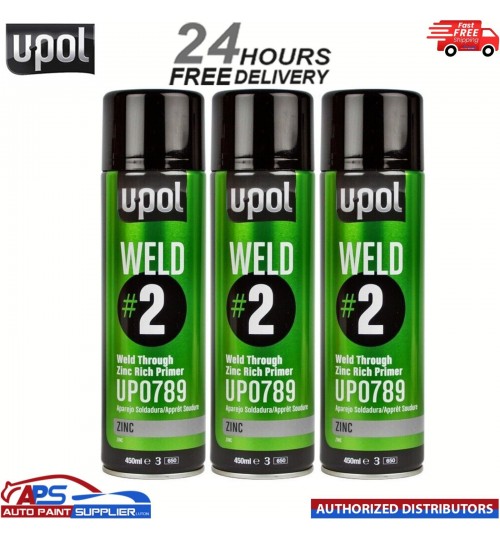3 X U-POL WELD 2 ZINC WELD THROUGH PRIMER AEROSOLS - UPOL 450ML