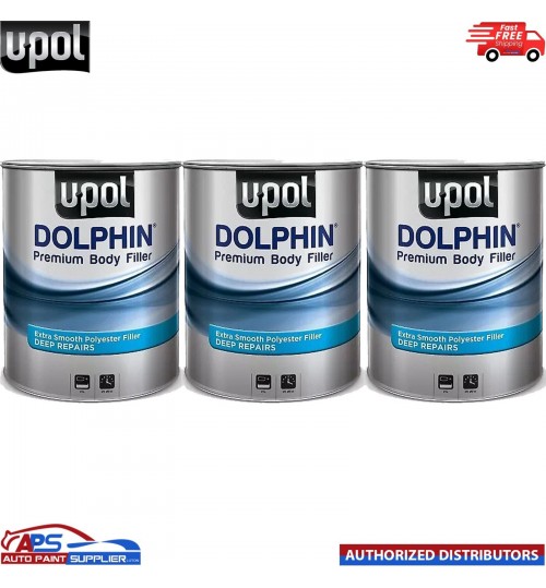 3 X U-POL DOLPHIN PREMIUM DEEP BODY FILLER 3LTR FOR DEEP REPAIRS ULTRA FINE