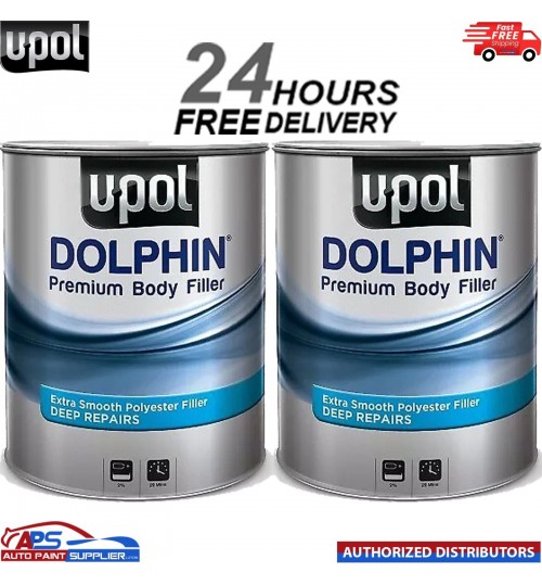 2 X U-POL DOLPHIN PREMIUM DEEP BODY FILLER 3LTR FOR DEEP REPAIRS ULTRA FINE