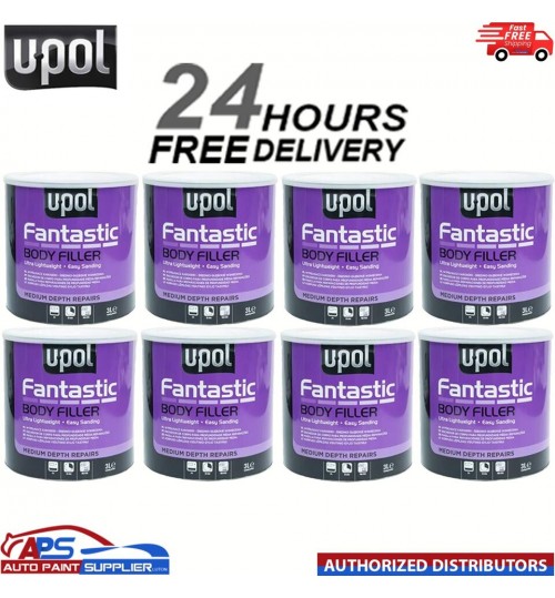 U-Pol Fantastic x 8 Polyester Car Body Filler 3LTR UPOL FANT/3 with BPO Hardener