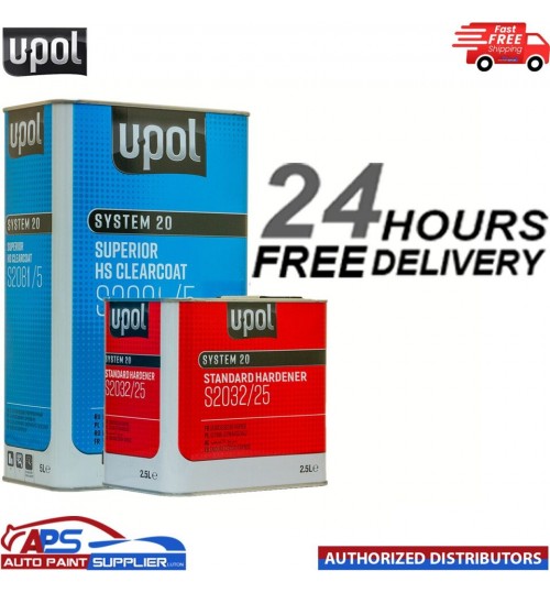 U-POL S2081 CLEARCOAT LACQUER HS 2K 7.5LTR KIT-WITH S2032 STANDARD HARDENER UPOL