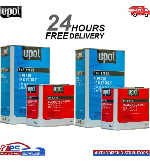 U-POL S2080 CLEAR COAT LACQUER HS 2K WITH S2032 STANDARD HARDENER UPOL- 15L KIT