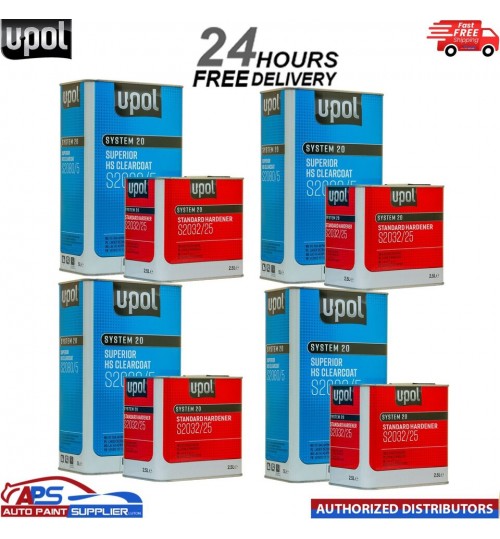 U-POL S2080 CLEAR COAT LACQUER HS 2K WITH S2032 STANDARD HARDENER UPOL- 30L KIT