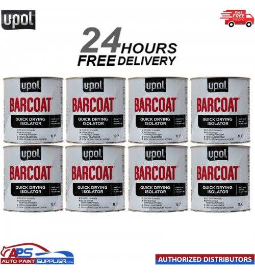 8 X U-POL BARCOAT QUICK DRYING ISOLATOR 1K PRIMER 2K PAINT REACTION UPOL BAR/1