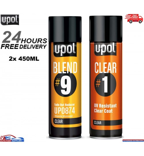 UPOL Blend #9 Transparent Blending Solvent & Clear#1 1K Clear Lacquer Aerosol