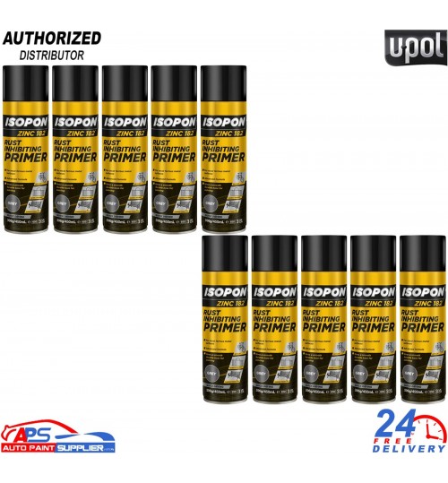 10x U-POL ISOPON Zinc 182 Rust Inhibiting Primer 1K 450ml Aerosol – Fast Drying