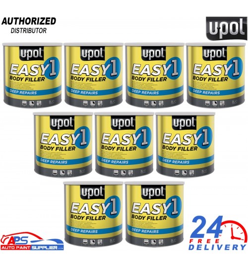 9 x U-POL Easy 1 Body Filler 3L - Smooth Deep Fill Filler for Car Repairs