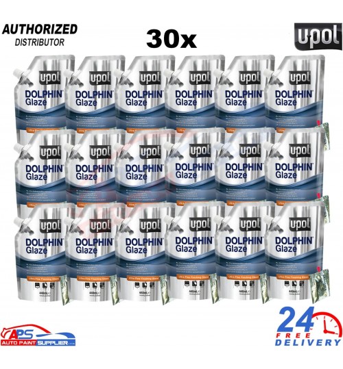 UPOL Dolphin Glaze 440ml 30x Pro Self-Leveling Filler + BPO Hardener Pro Finish