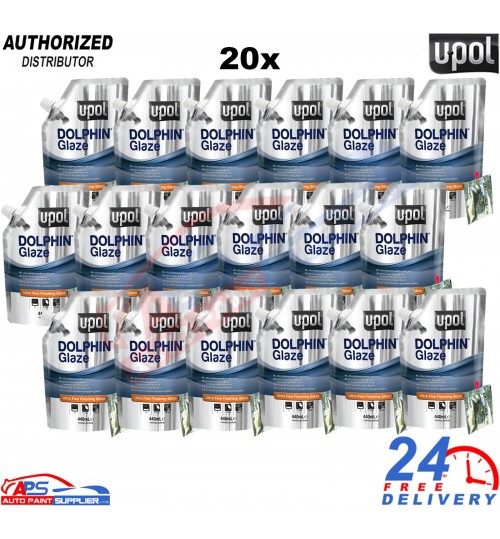 UPOL Dolphin Glaze 440ml 20x Pro Self-Leveling Filler + BPO Hardener Pro Finish