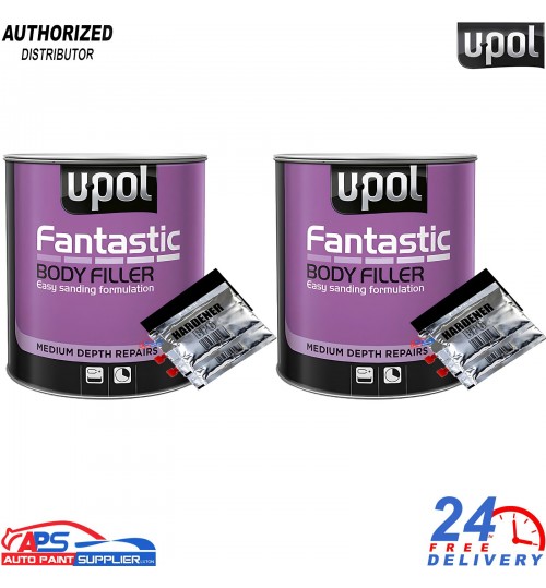 2x UPOL Fantastic Body Filler 3L With Hardener & Spreader