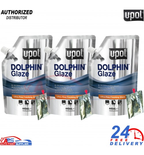 UPOL Dolphin Glaze 440ml 3x Pro Self-Leveling Filler + BPO Hardener Pro Finish