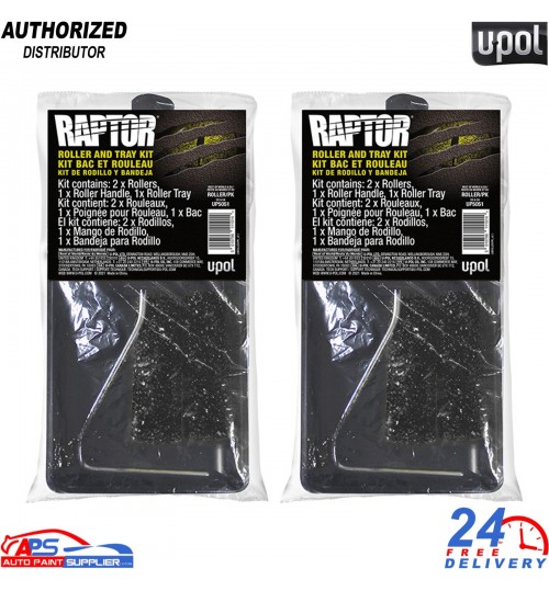 2x U-POL Raptor Roller & Tray Kit – Handle + 2x 4" Rollers (ROLLER/PK)