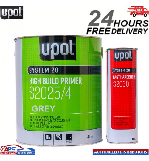 U-POL S2025 HIGH BUILD 2K PRIMER WITH S2030 UPOL HARDENER - 5LTR KIT - GREY