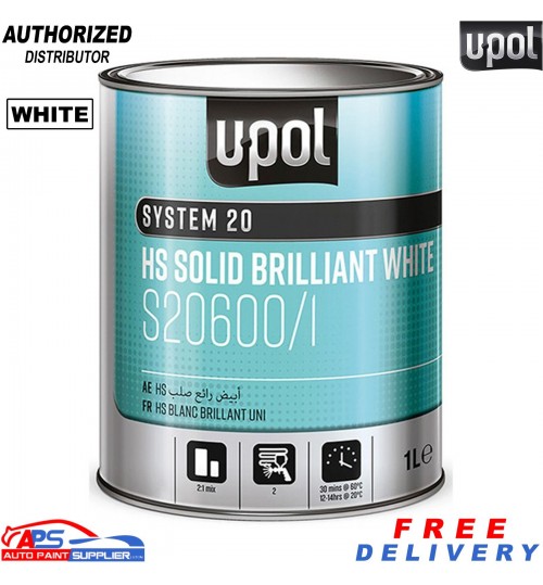 U-POL S20600/1 System 20 Solid Brilliant White Paint 1 Litre