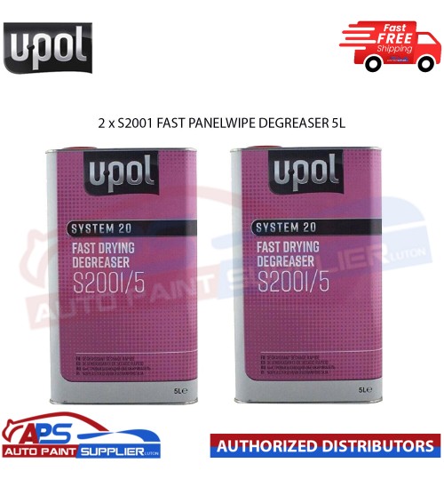 2 X U-POL SYSTEM 20 FAST DRYING DEGREASER S2001/5 PANEL WIPE Upol 5 LITRE