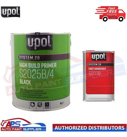 U-POL S2025B/4 HIGH BUILD 2K PRIMER WITH S2030 UPOL HARDENER - 5LTR KIT - BLACK