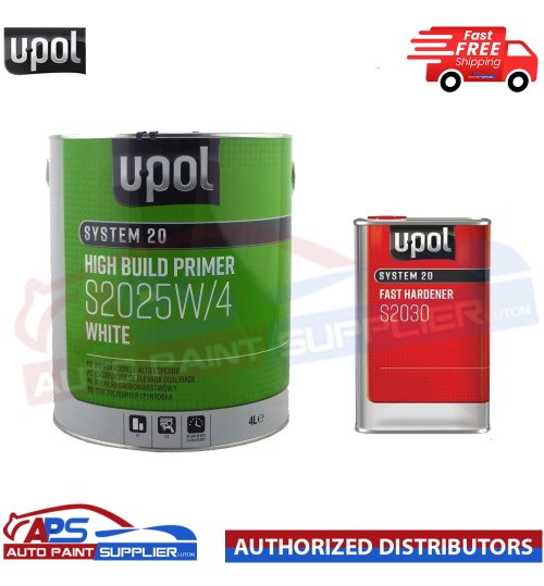 U-POL S2025W/4 HIGH BUILD 2K PRIMER WITH S2030 UPOL HARDENER - 5LTR KIT - WHITE