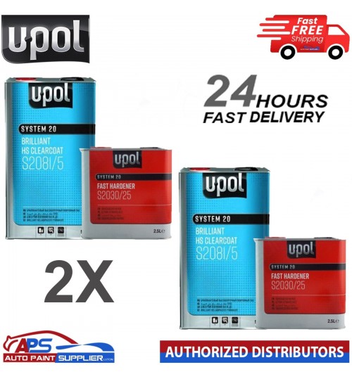 2X UPOL S2081 BRILLIANT HS CLEARCOAT WITH S2030 FAST HARDENER - FAST DELIVERY