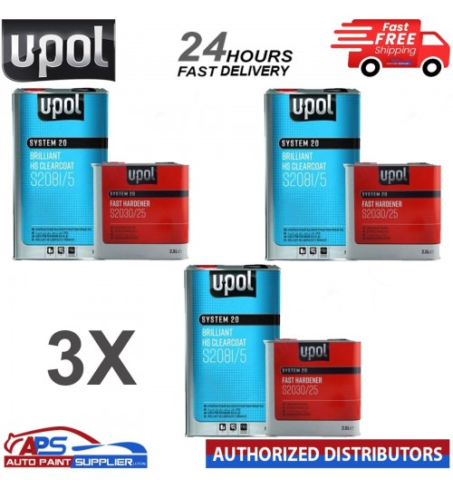 3X UPOL S2081 BRILLIANT HS CLEARCOAT WITH S2030 FAST HARDENER - FAST DELIVERY