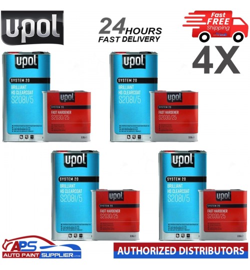 4X UPOL S2081 BRILLIANT HS CLEARCOAT WITH S2030 FAST HARDENER - FAST DELIVERY