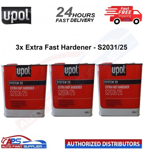 3 x UPOL S2031 EXTRA FAST 2K UNIVERSAL HARDENER 2.5L - FAST DELIVERY