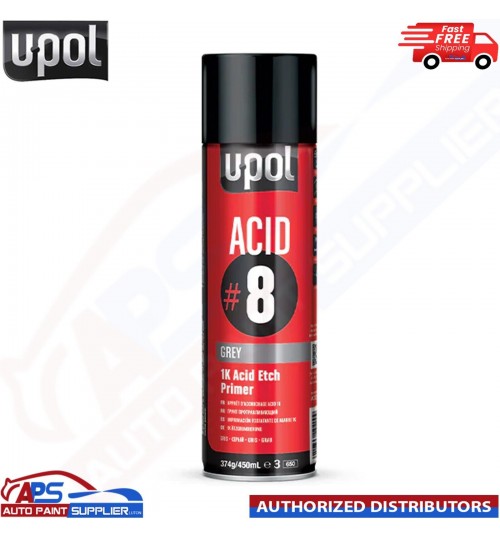 U-POL ACID#8 1K Acid Etch Primer - GREY Aerosol Car Paint 450ML