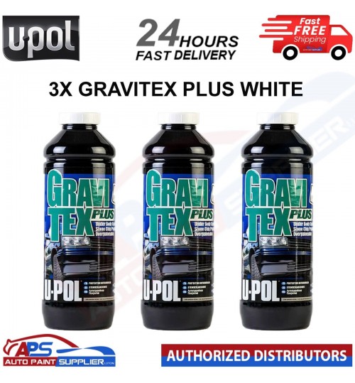 3 X U-POL GRAVITEX PLUS HS STONE CHIP COATING WHITE PROTECTER 1L- FAST DELIVERY
