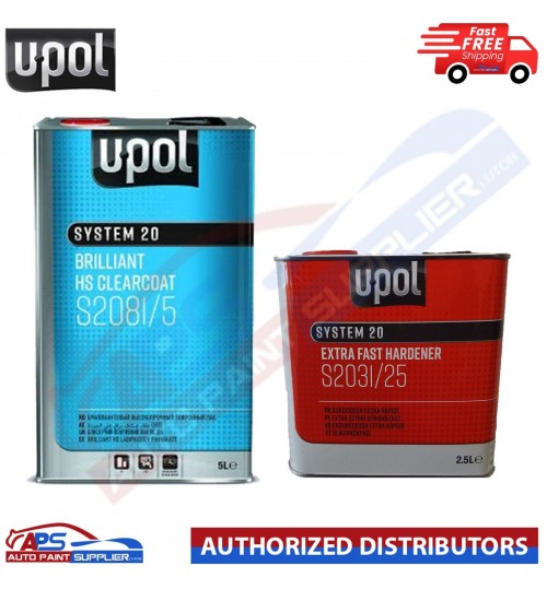 UPOL BRILLIANT HS CLEARCOAT S2081/5 5L - WITH S2031 EXTRA FAST HARDENER 7.5L KIT