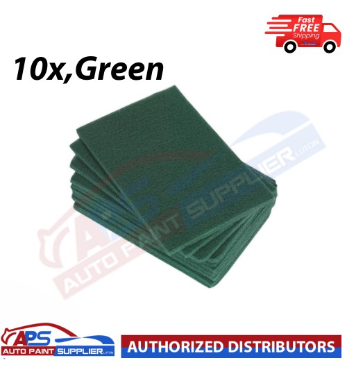 10 x Green Scotchbrite Scuff Scotch Finishing Preparation Hand Pads