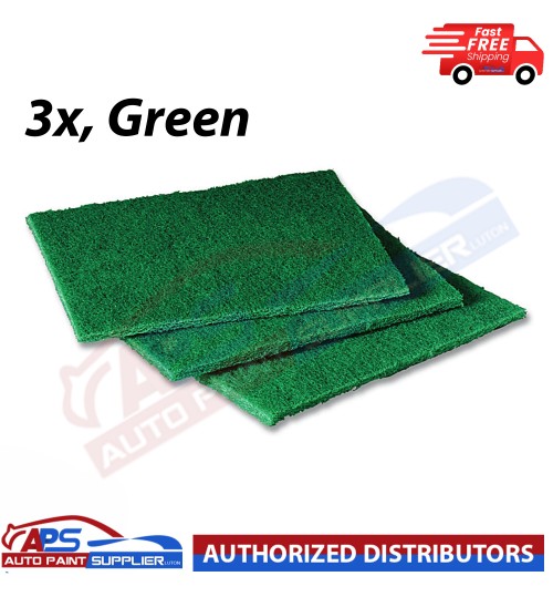 3 X SCOTCHBRITE ABRASIVE FINISHING PADS GREEN SCOTCHBRITE