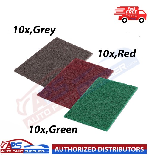 30x SCOTCHBRITE ABRASIVE FINISHING PADS RED, GREY & GREEN
