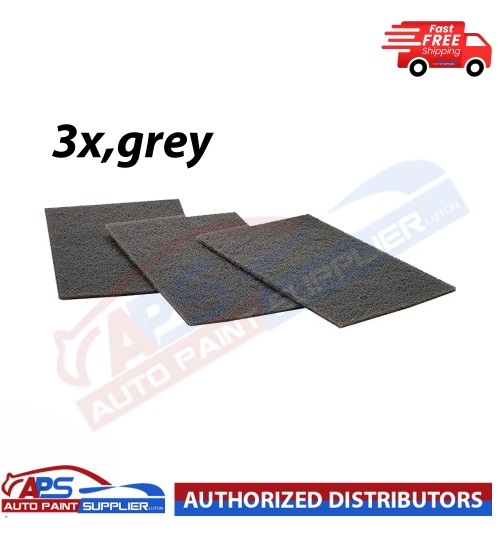 3 X SCOTCHBRITE ABRASIVE FINISHING PADS GREY SCOTCHBRITE