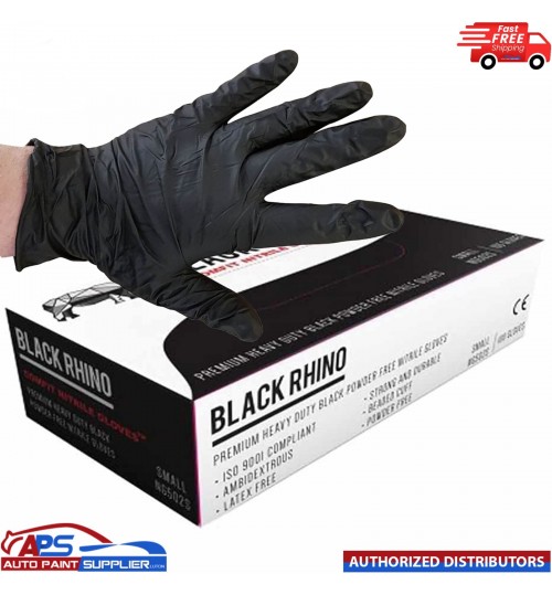 BLACK RHINO Nitrile Gloves M L AND XL Comfit Heavy Duty Black Pack of 100