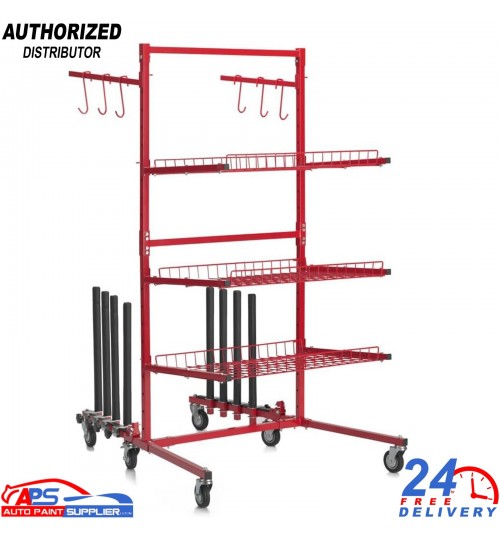 Heavy Duty Automotive Parts Cart with Panel Rack – Workshop Trolley