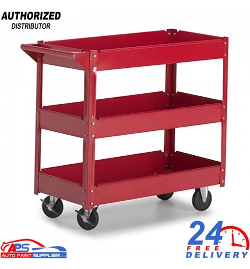 Heavy Duty 3 Tier Parts Trolley – Mobile Steel Workshop Tool Cart