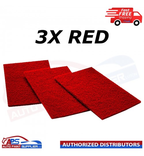 3 X SCOTCHBRITE ABRASIVE FINISHING PADS RED SCOTCHBRITE