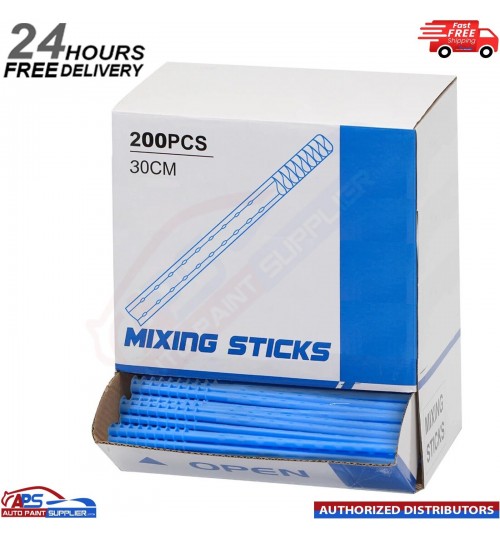 200 PCS 30CM Blue Paint Mixing Stick Lacquer Primer Thinner Stirring Plastic