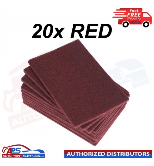 20 x Red Scotch-brite Scuff Scotch Finishing Preparation Hand Pads