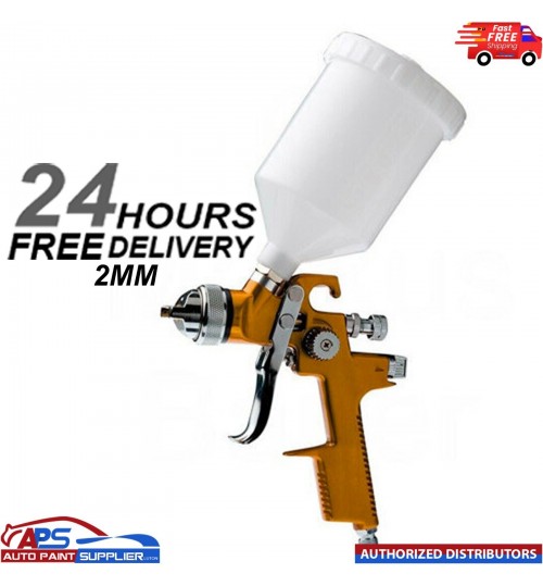 HVLP Car Paint Tool Air Spray gun 600ml Paint BB2 2mm Nozzle 1/4 inch Gold
