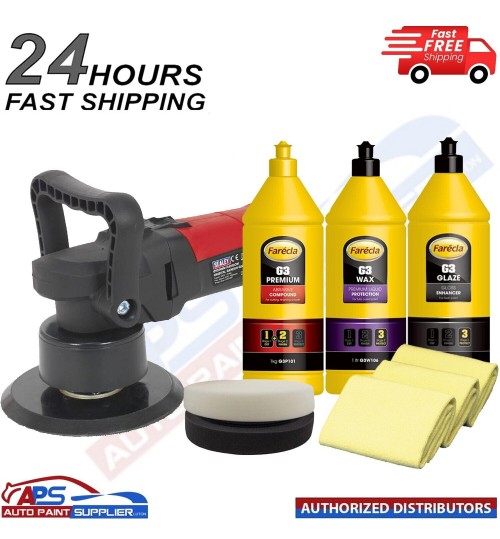 SEALEY DAS149 Dual Action Electric Polisher 150mm 6"/6pc Machine Buffer Kit