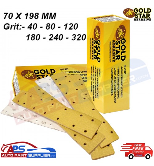 SANDING STRIPS 70 X 198 MM MIX BRAND GOLDSTAR GRITS FROM 40 TO 320