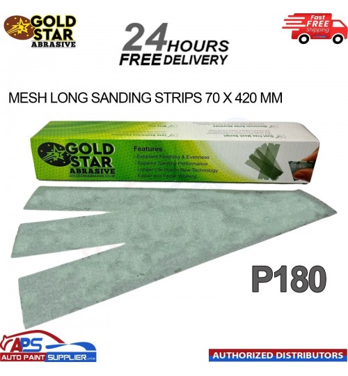 GOLD STAR GREEN LONG SANDING STRIPS 70 x 420MM GRIT P180 - FAST DELIVERY