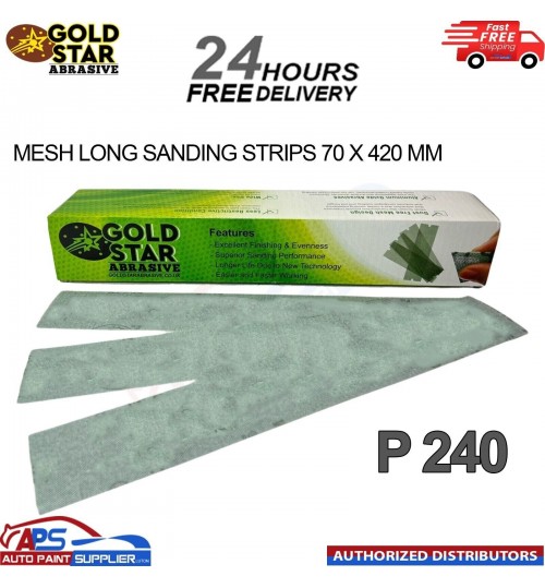 GOLD STAR GREEN LONG SANDING STRIPS 70 x 420MM GRIT P 240 - FAST DELIVERY