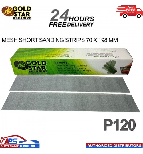 GOLDSTAR GREEN SANDING STRIPS 70x198MM GRIT P 120 BOX OF 50PCS - FAST DELIVERY