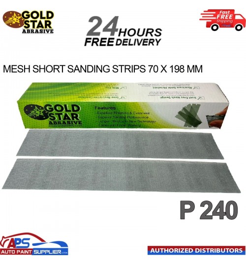 GOLDSTAR GREEN SANDING STRIPS 70x198MM GRIT P 240 BOX OF 50PCS - FAST DELIVERY