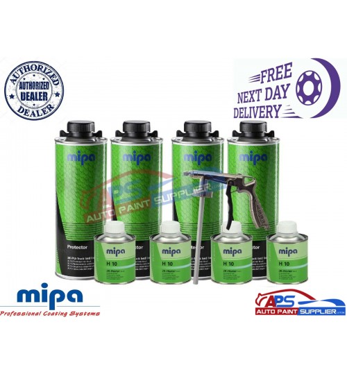 MIPA Protector Black Tough Bed Liner KIT 4L+H10 HARDENER+UNDERBODY SPRAY GUN
