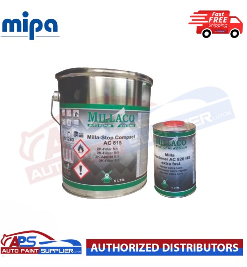 MILLACO BY MIPA 2k 5:1 HIGH BUILD HS FILLER PRIMER EXTRA FAST 6L KIT (WHITE)